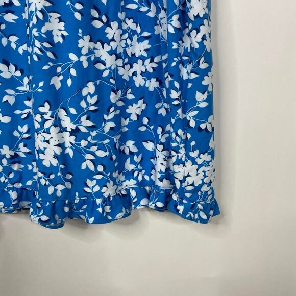 Draper James Sleeveless Floral Ruffle Bottom Shift Dress Blue White L/ XL #6716 - Picture 8 of 12